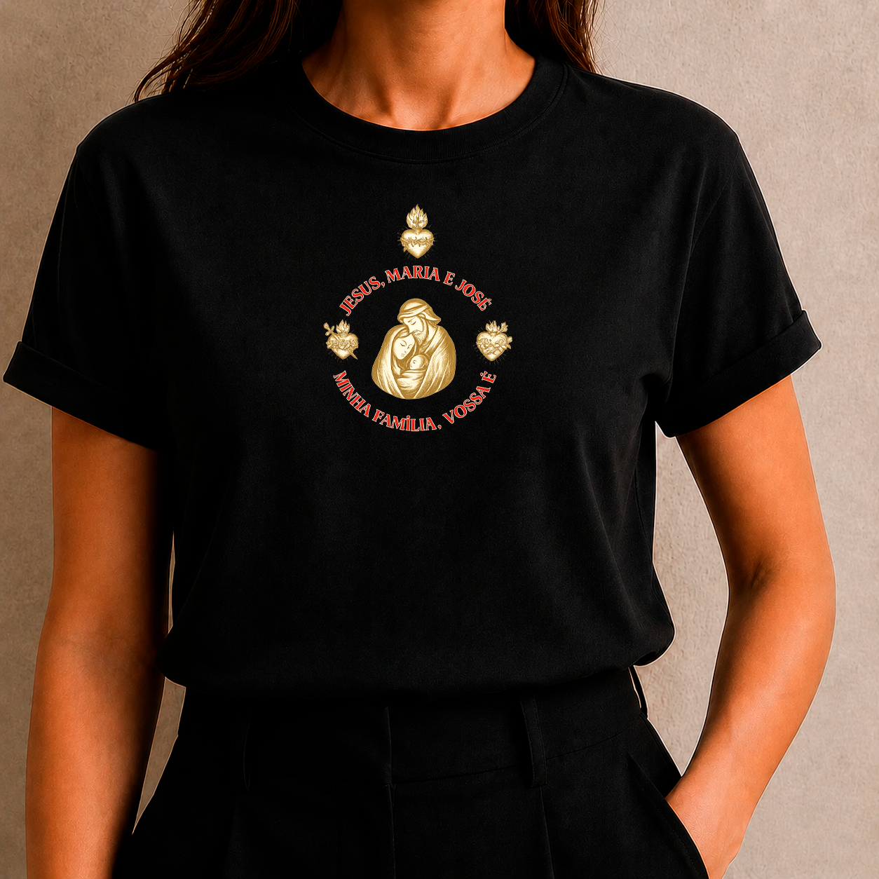 Camiseta Feminina Permanecer No Amor Sagrada Família