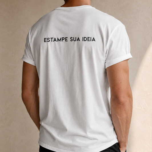 Camiseta Branca Masculina - Estampe Sua Ideia