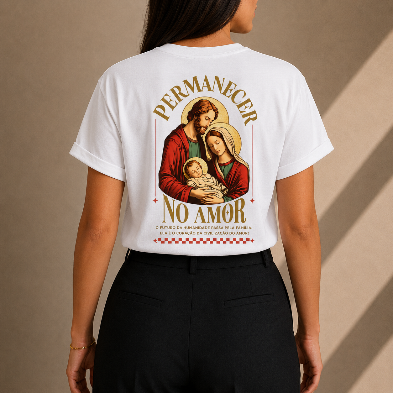 Camiseta Feminina Permanecer No Amor Sagrada Família