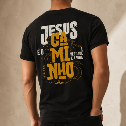Camiseta Unissex Streetwear - Frase "Jesus è o Caminho" REF - 3001