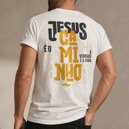 Camiseta Unissex Streetwear - Frase "Jesus è o Caminho" REF - 3001