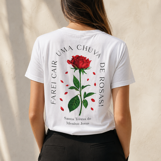Camiseta Feminina - Chuva de Rosas - REF- 3020