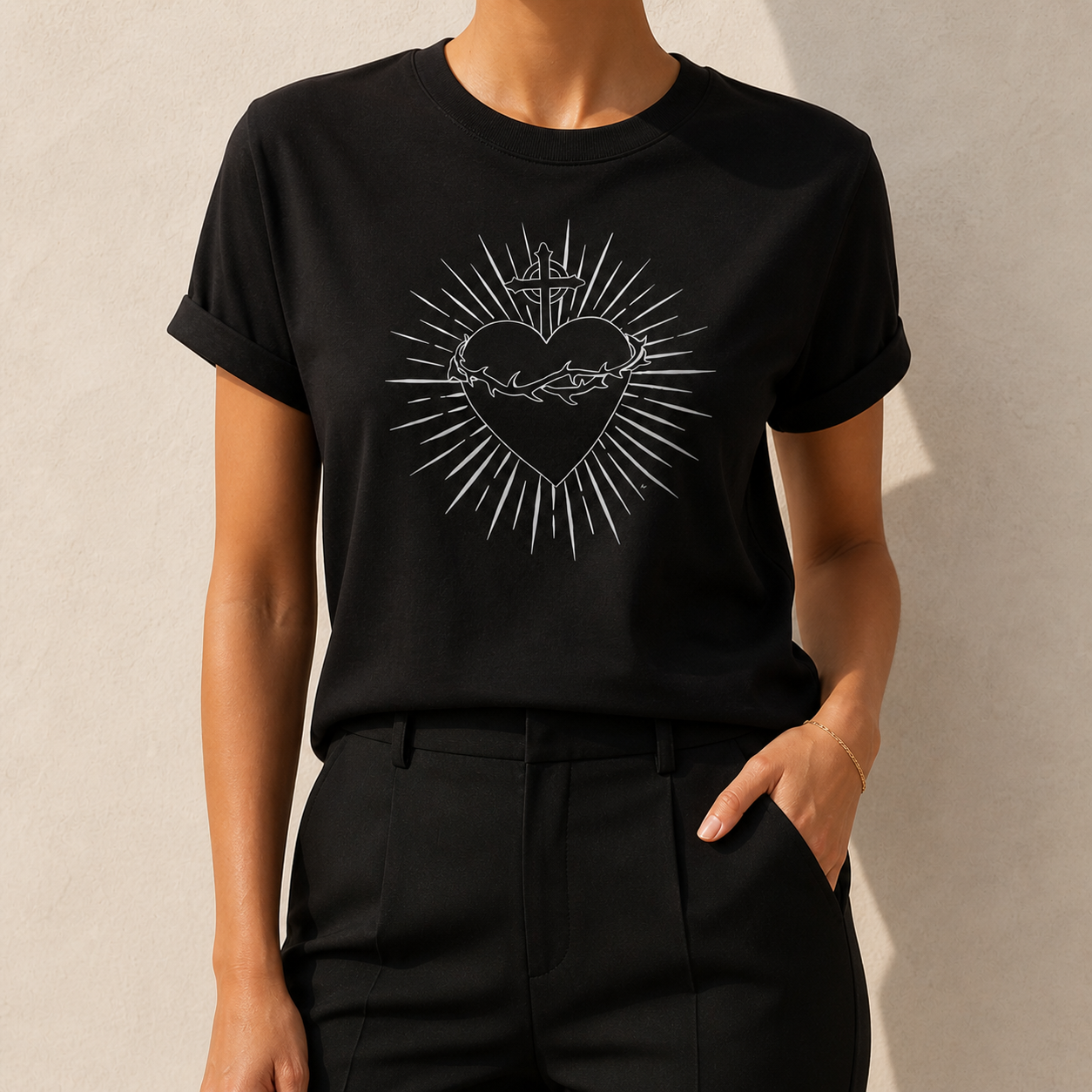 Camiseta Feminina - Sagrado Coração de Jesus - REF - 1060