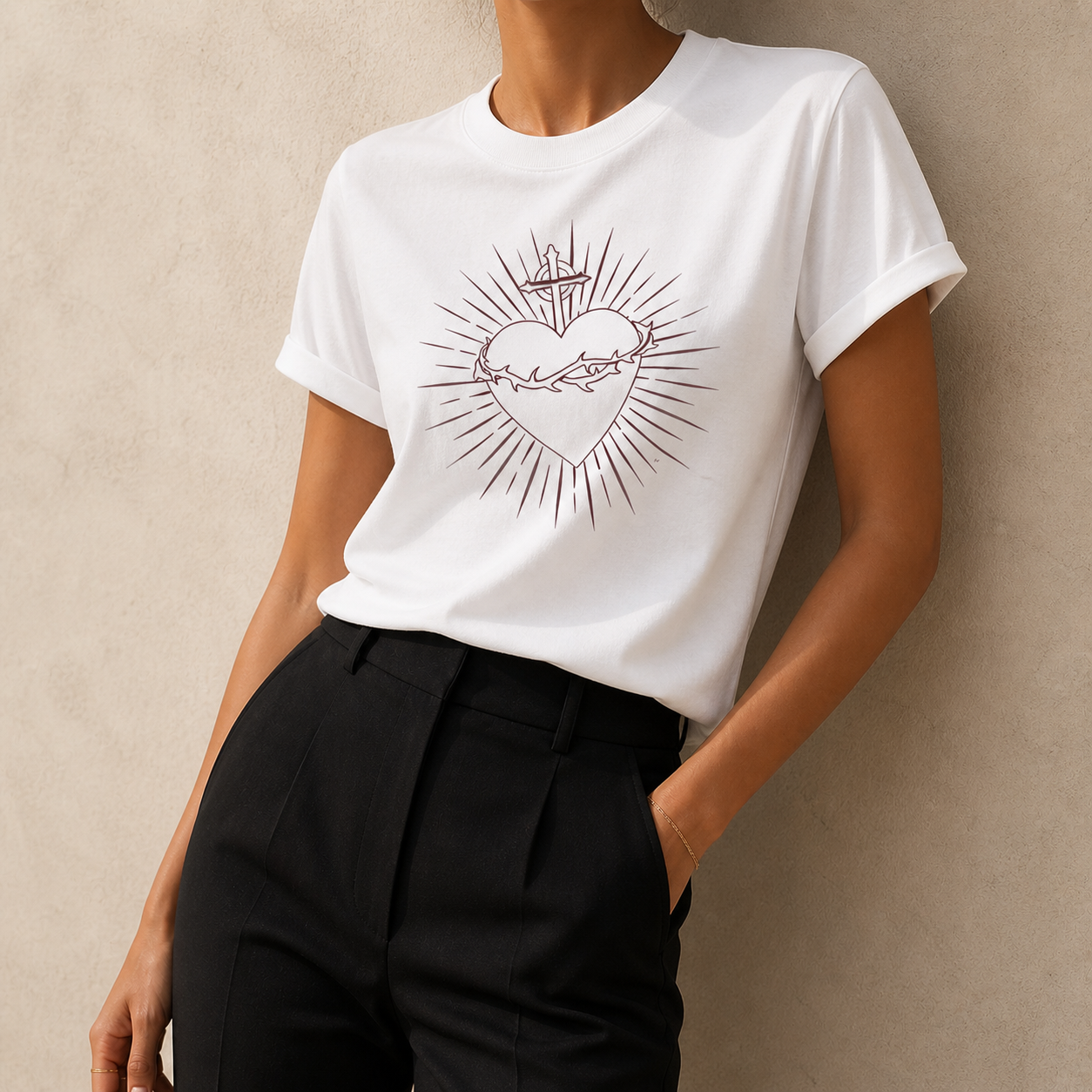 Camiseta Feminina - Sagrado Coração de Jesus - REF - 1060