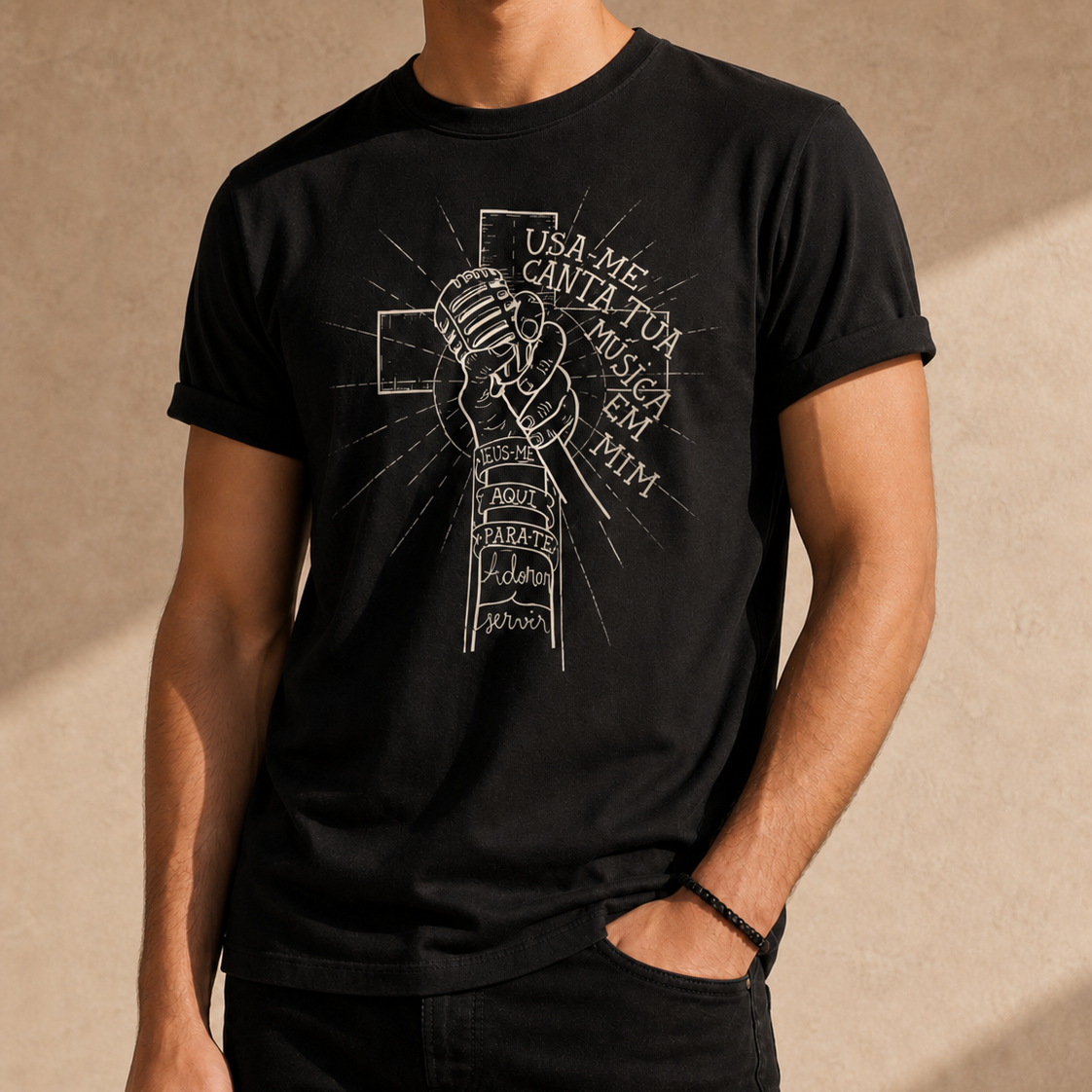 Camiseta Masculina Ministerio Música - Cantai em mim Senhor -REF 5001