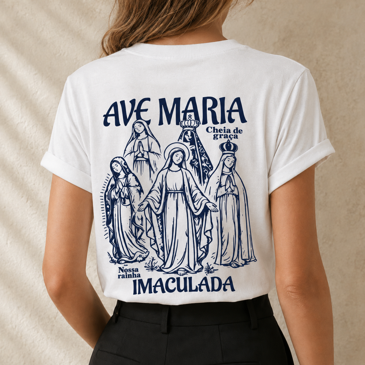 Camiseta Feminina Ave Maria Imaculada - REF -1030