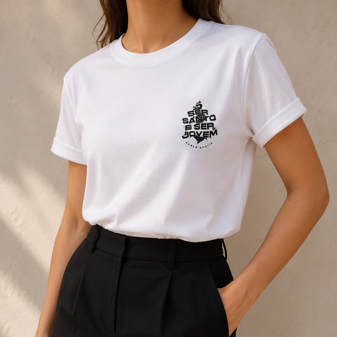 Camiseta Feminina Ser Santos e Ser Jovem - REF- 4001
