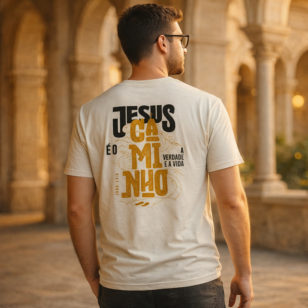 Camiseta Unissex Streetwear - Frase "Jesus è o Caminho" REF - 3001