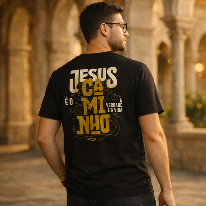 Camiseta Unissex Streetwear - Frase "Jesus è o Caminho" REF - 3001