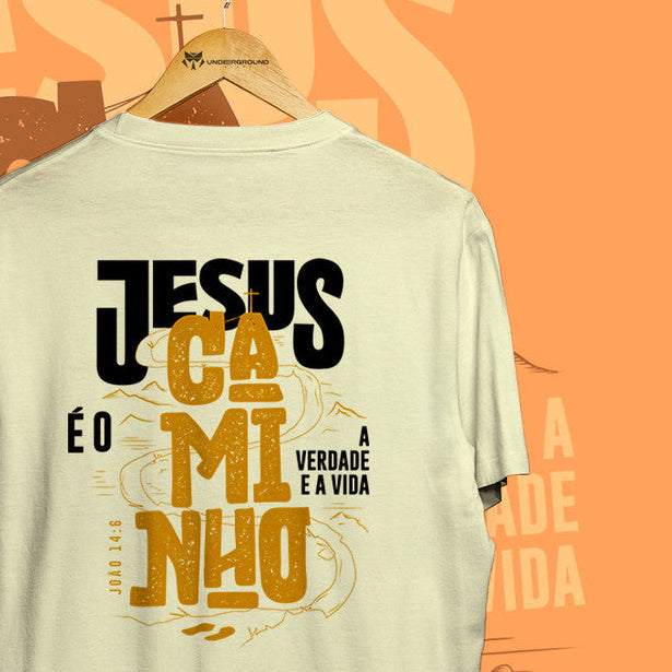 Camiseta Unissex Streetwear - Frase "Jesus è o Caminho" REF - 3001