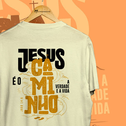 Camiseta Unissex Streetwear - Frase "Jesus è o Caminho" REF - 3001